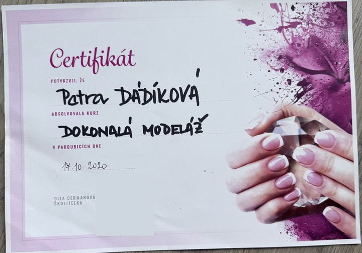 Certifikát za kurz dokonalé modeláže